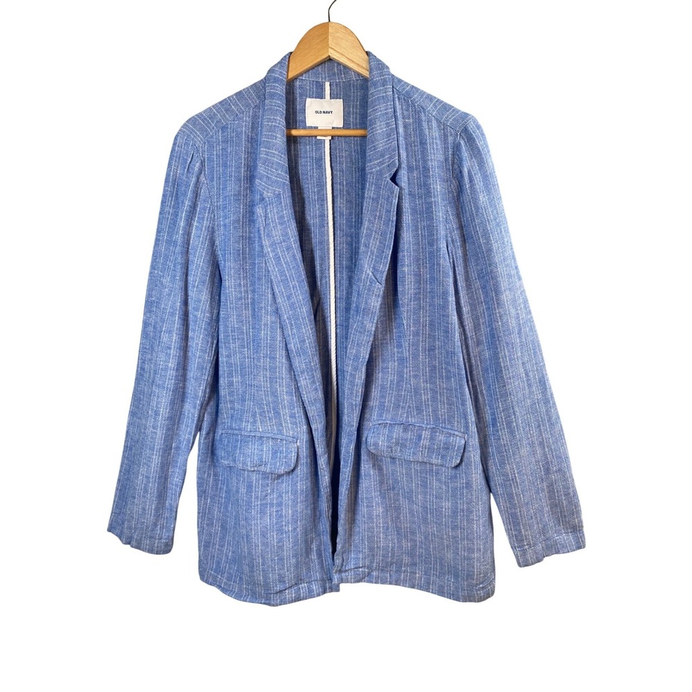 Old Navy Blue Pinstripe Linen-Blend Blazer